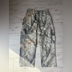 VINTAGE Y2K WRANGLER WORKWEAR CAMO REAL TREE BAGGY CARGO PANTS W34